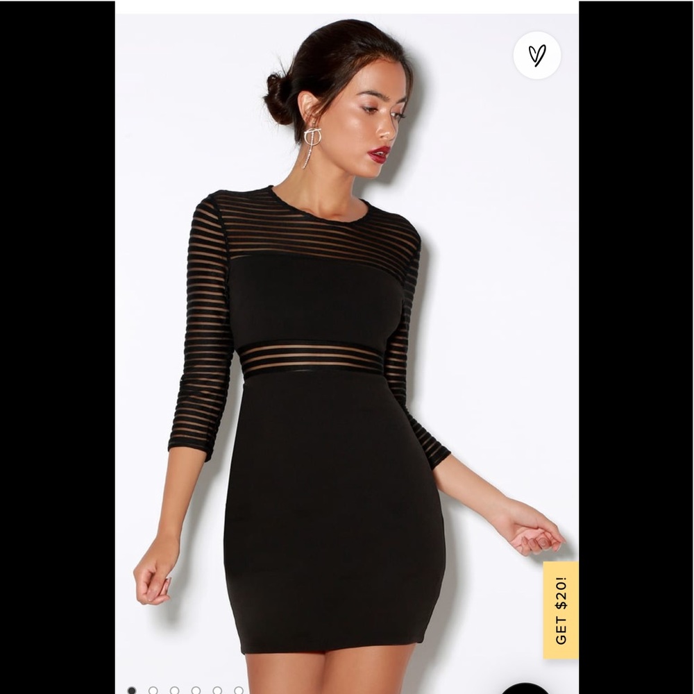 NWOT Lulus Perfect Mesh Black Bodycon Dress
